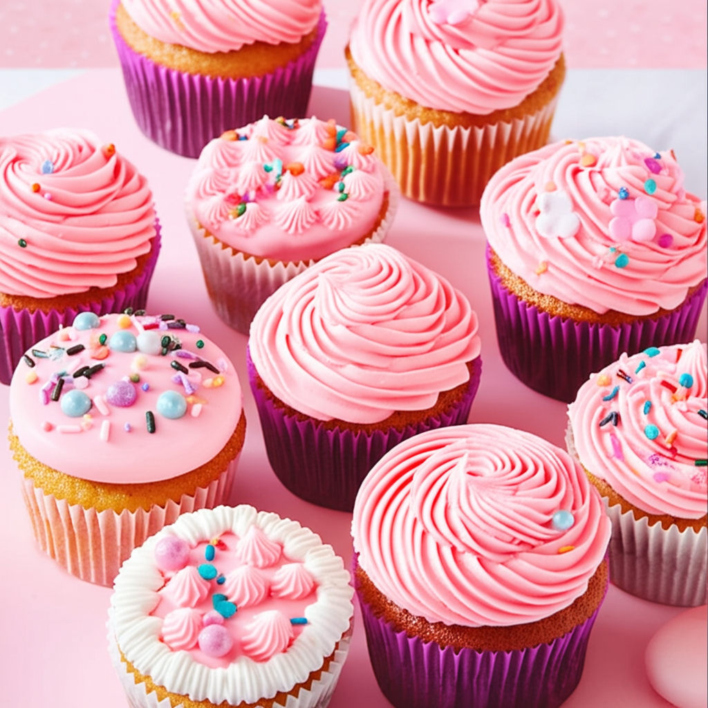 Cupcakes com cobertura rosa